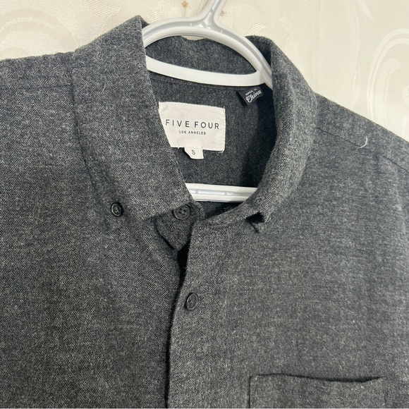 NWT Five Four Hakuba Charcoal Long Sleeve Flannel Button Down Collared Shirt - Picture 6 of 11